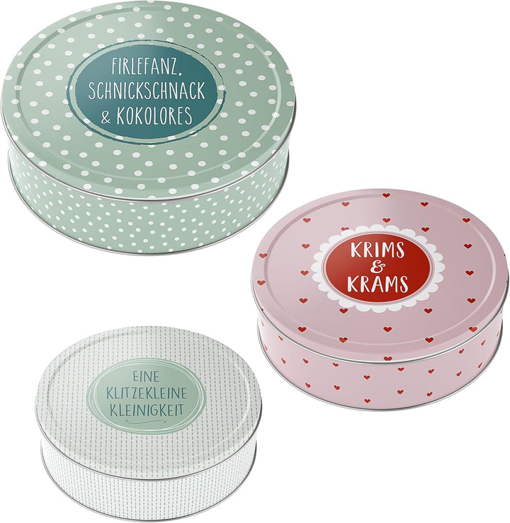Cepewa Gebäckdose 3er Set Weihnachten | 3 Grössen rund Metall | Aufbewahrung Weihnachtsgebäck Keksdo