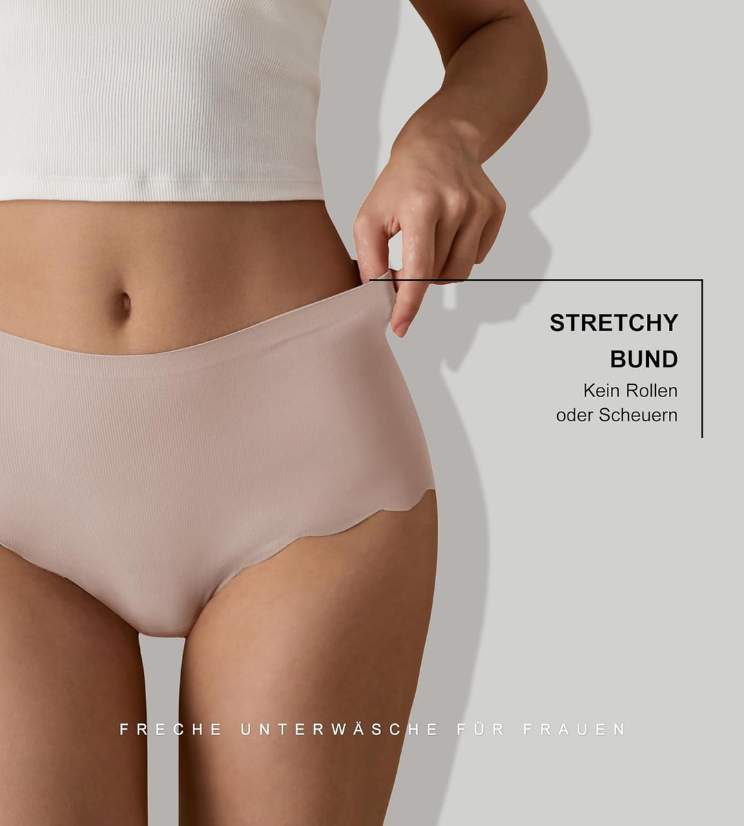 SHARICCA Nahtlos Slips Unterwäsche Damen Hohe Taille Bequeme Seamless Hipster Slips No Show Unterhos