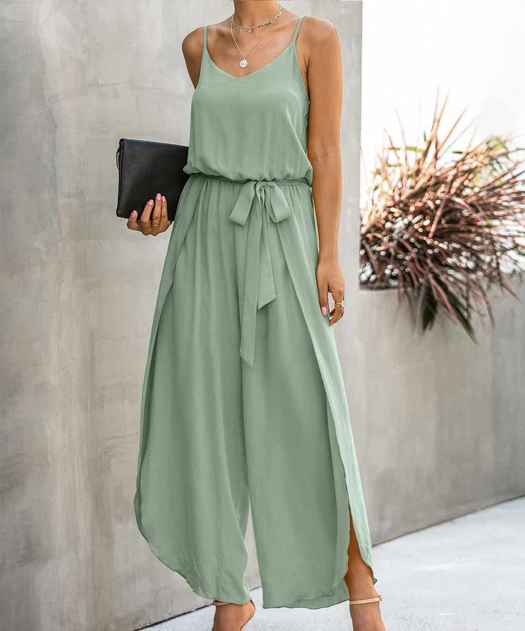 ASOMI Jumpsuit Damen Sommer Lang: Sexy Cocktail Elegant Mode Gürtel Overall Hochzeit Hawaii Urlaub S