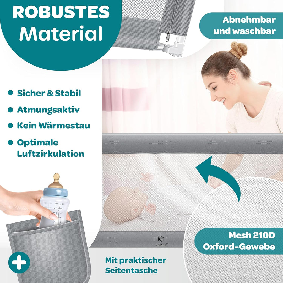 KESSER® Bettgitter 150cm Bettschutzgitter Kinderbettgitter für Kinder Babybettgitter Klappbar, Kinde