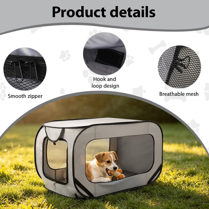 Hundetransportbox Faltbar, 92x52x52cm Pop-Up-Transportbox Hund Katze, Tragbarer Hundebox, Oxford Sto