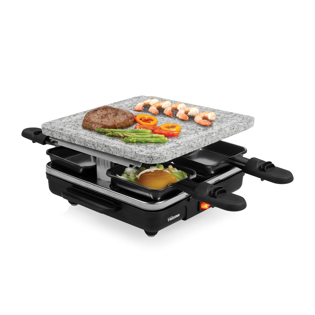 Tristar Raclette RA-2745 – Steingrillplatte – für bis zu 4 Personen – Grillfläche 21 x 21 cm 4 Black