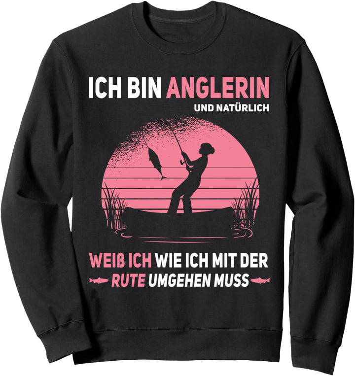 Anglerin Angelrute Angler Mädchen Angel Sweatshirt