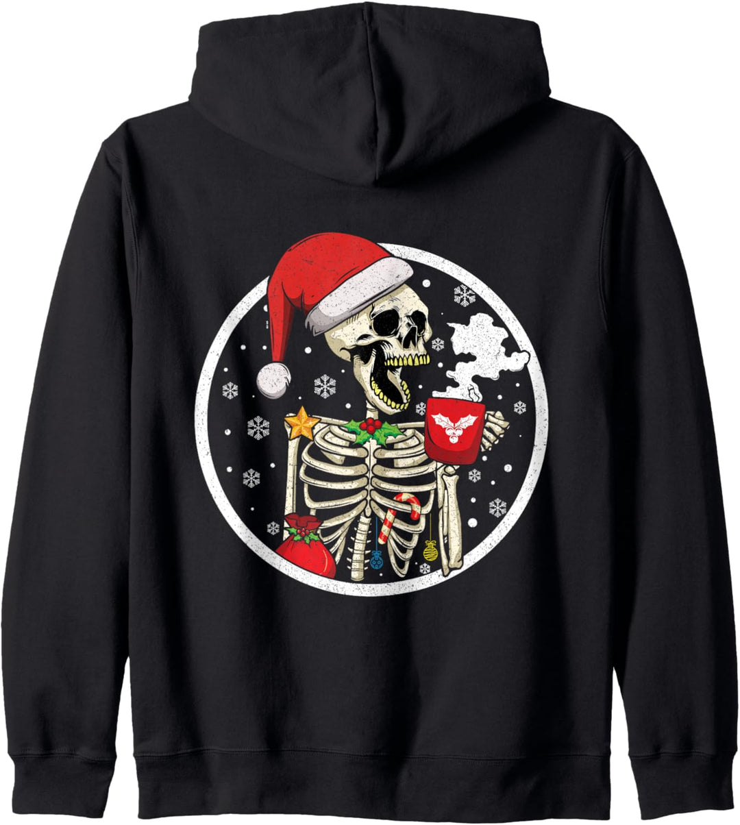 Skelett trinken Schokolade Winter Dezember Weihnachten Kapuzenjacke