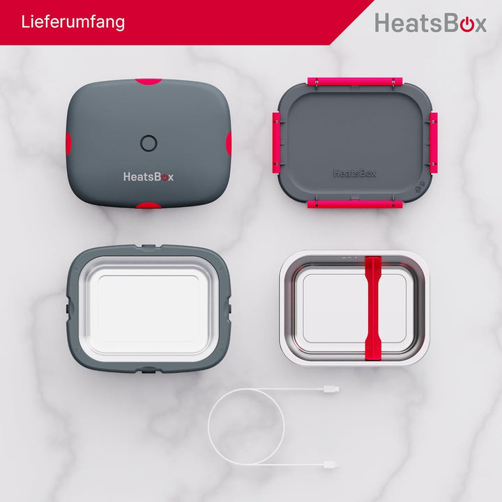 FAITRON HeatsBox Go, Thermobehälter für Essen, Elektrische Lunchbox mit Akku und App-Bedienung, Ausl