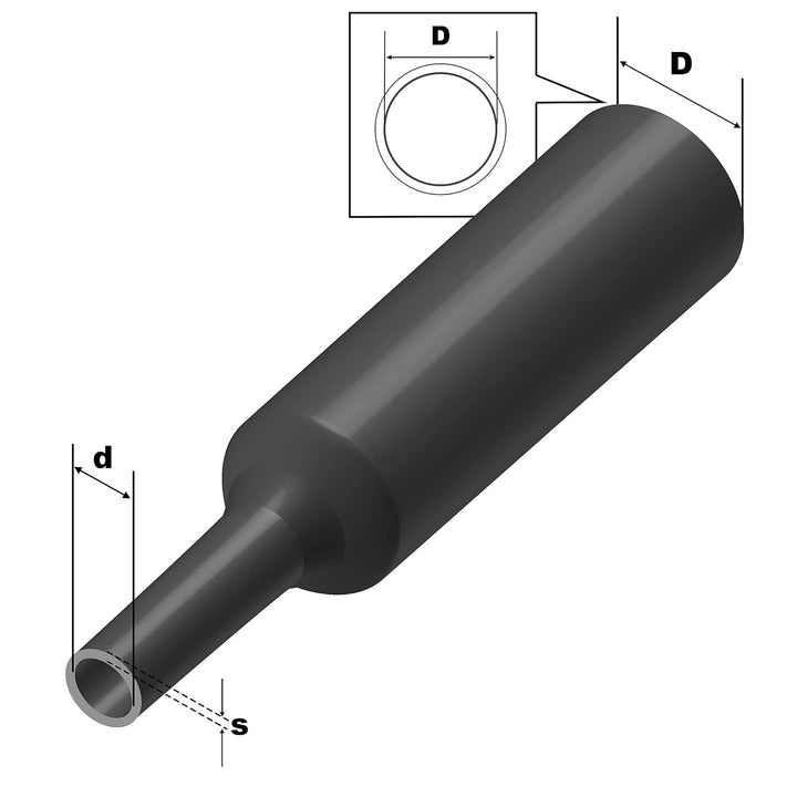 ISOLATECH Schrumpfschlauch Meterware schwarz ohne Kleber Ø 30mm 10 Meter Schrumpfverhältnis 3:1 Set