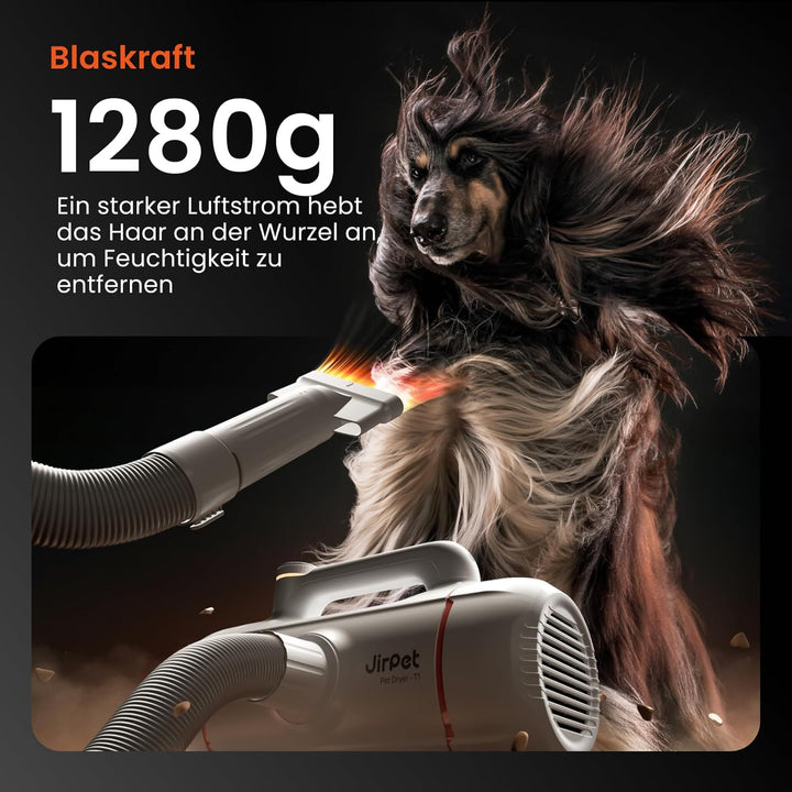 JirPet Hundefön mit Doppelmotor, 5,0 PS und 130 m/s Hochgeschwindigkeits-Hundetrockner für Hunde, Ha