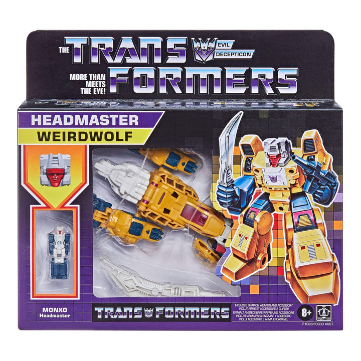 Transformers Moderne Figur 2021 in Retro Verpackung Decepticon Headmaster Weirdwolf mit Monxo