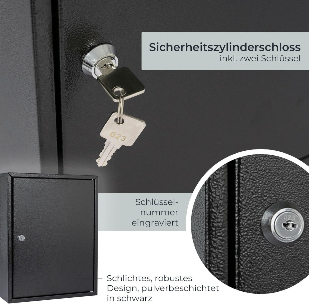 HMF Schlüsselschrank aus Stahl, abschliessbarer Schlüsselkasten für Büro, Verwaltung oder Fuhrpark |