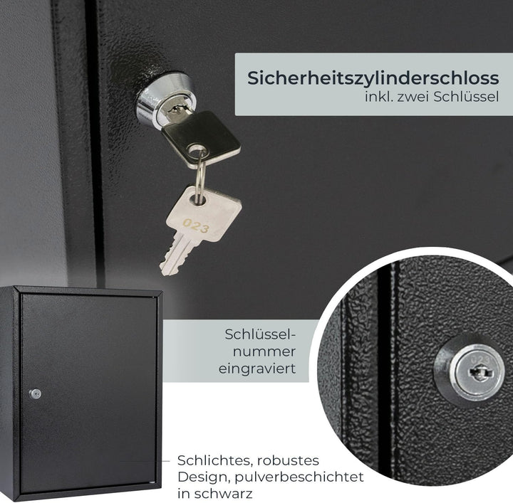 HMF Schlüsselschrank aus Stahl, abschliessbarer Schlüsselkasten für Büro, Verwaltung oder Fuhrpark |