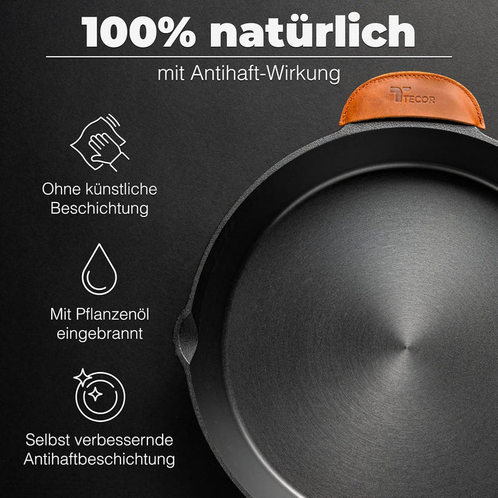 Gusseisenpfanne induktion 24 cm geschliffen, universell, natürlich - Langlebige Pfanne Gusseisen 24