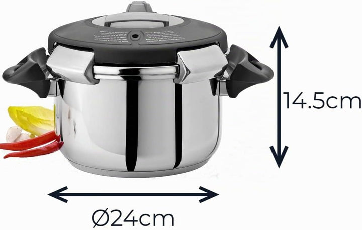 Artame Ovni Schnellkochtopf UFO, 6 l, Edelstahl, Silber
