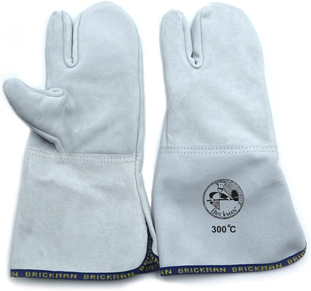 Erre4M Ofenhandschuhe 3 Finger Handgelenk 15 cm Profi Leder 300°C