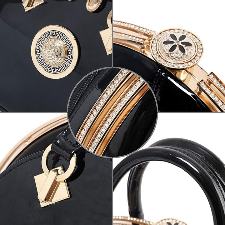 NIYUTA Damenhandtaschen Lackleder Diamant Mode Shopper Reise Designer Freizeit Vintage Henkeltaschen