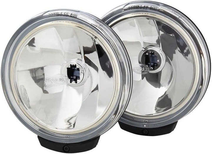 HELLA - FF/Halogen-Fernscheinwerfersatz - Comet FF 500 - 12V - rund - Anbau - glasklare Streuscheibe
