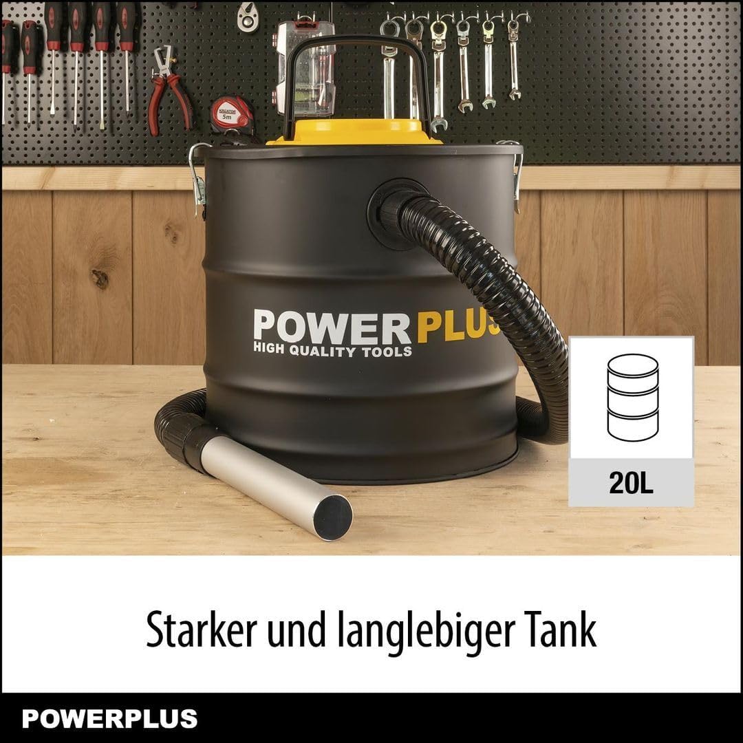 Powerplus Staubsauger POWX3013 Aschesauger für Kamin - 1600W - 20L Auffangbehälter - 2m Kabel - Inkl