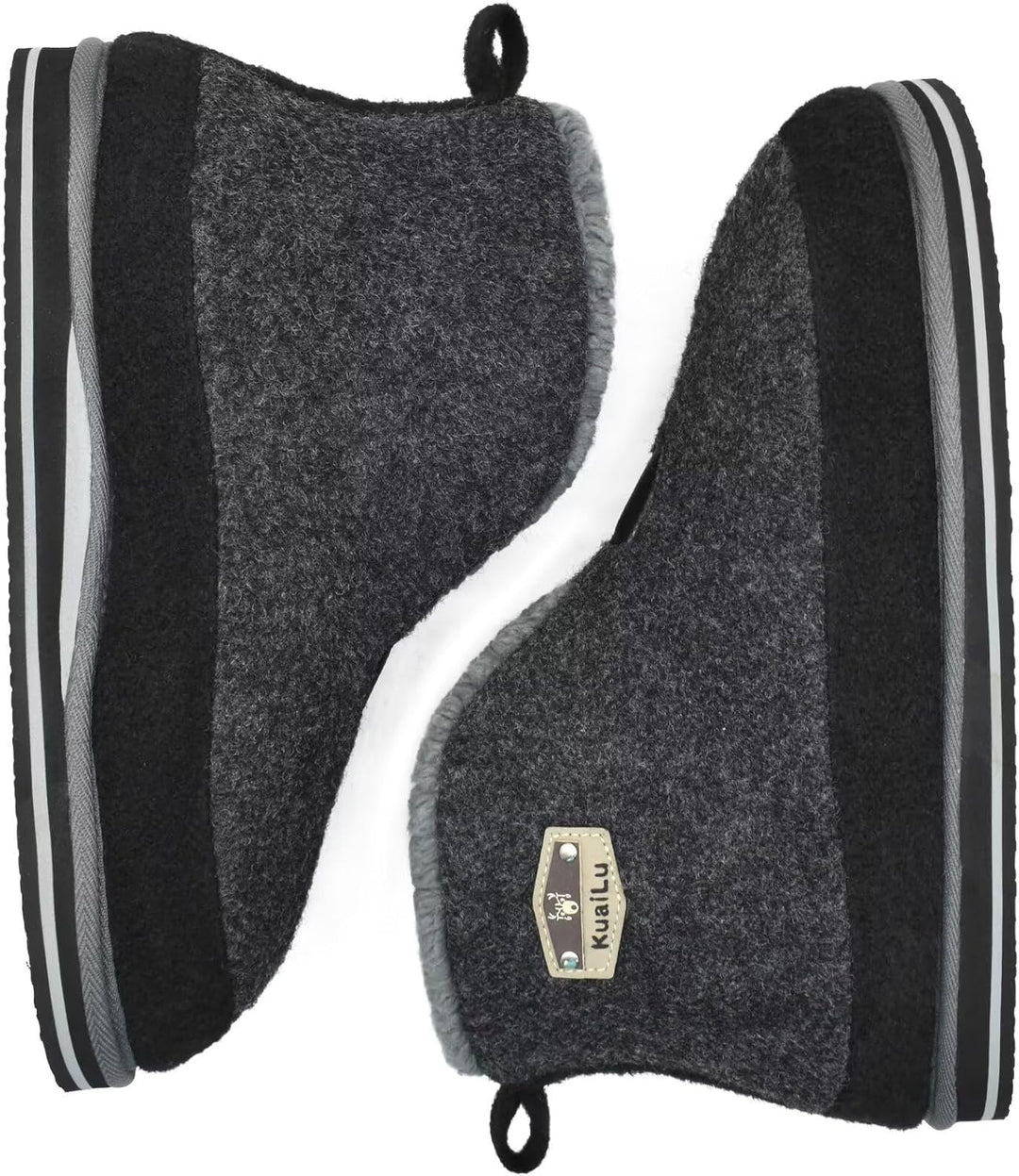 KuaiLu Hausschuhe Boots Herren Winter Filz Hausstiefel Warm Plüsch Flauschige Fell Hüttenschuhe Kusc