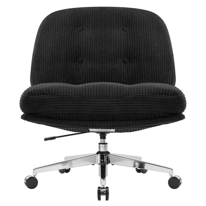 IWMH Bürostuhl ohne Armlehne, Sessel Wohnzimmer mit gekreuzten Beinen, Ergonomischer Drehstuhl mit E