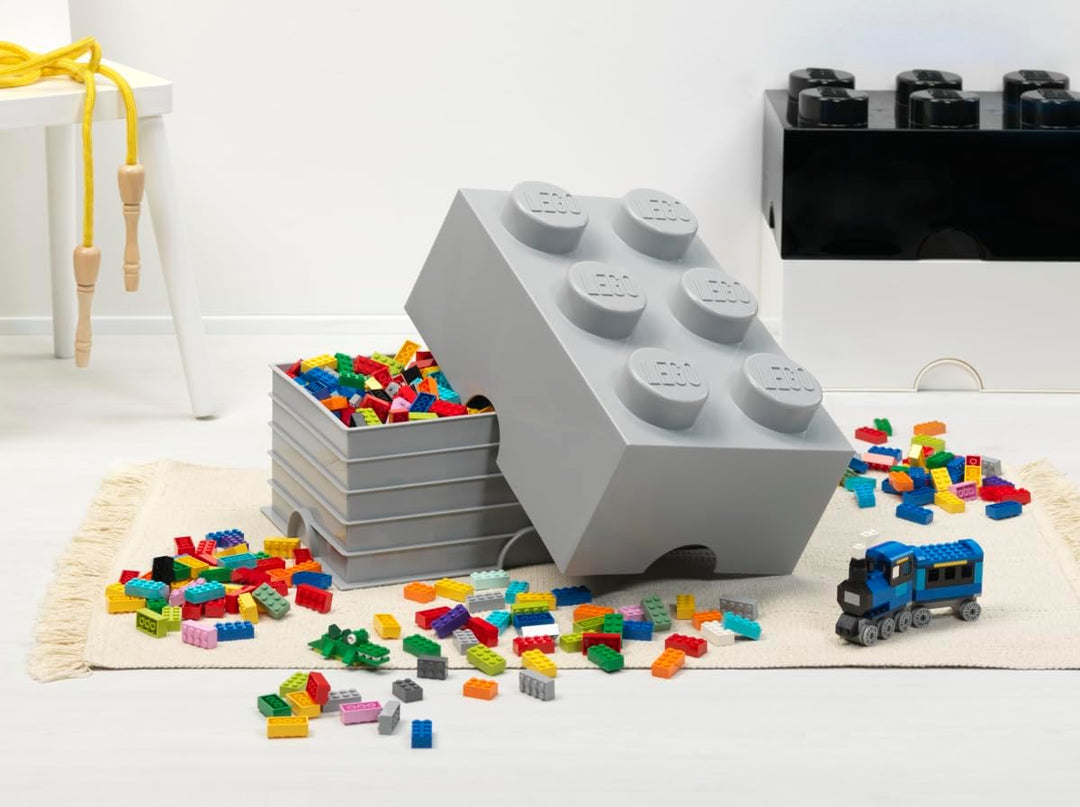Room Copenhagen LEGO Aufbewahrungsstein 6 Noppen Mittelgrau,Stapelbare Aufbewahrungsbox 8,47 l mit D