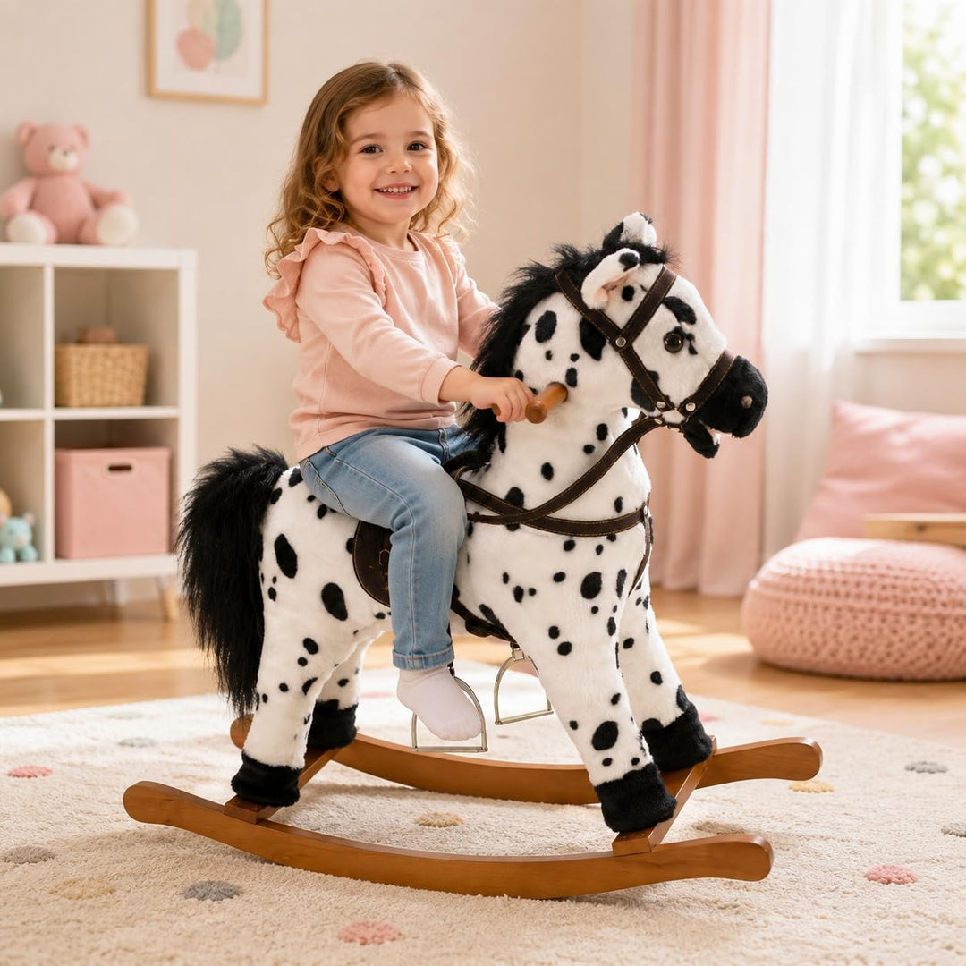 Bayer Chic 2000 - Schaukelpferd Carlotta, Schaukeltier mit Sound, schwarz, weiss
