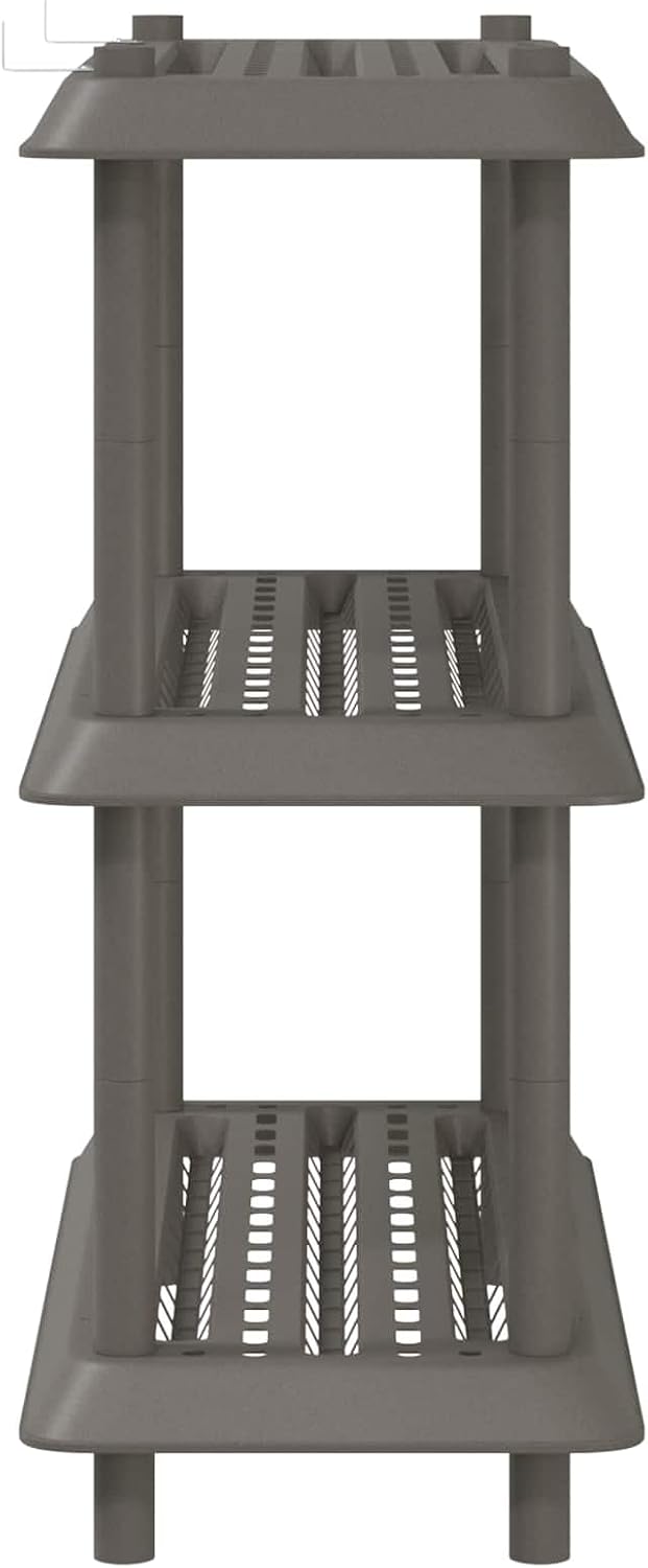 Mehrzweck Regaleinheit 3 Ebenen 100 x 40 x 96 cm PP Hellgrau UV-beständig für Innen- und Aussenberei