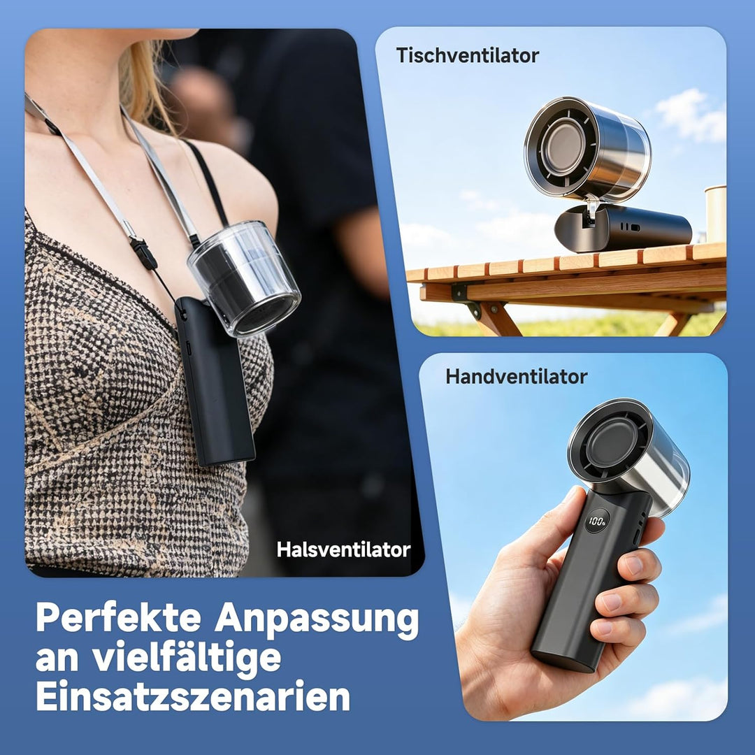 WOWDSGN Handventilator, Tragbarer Mini Ventilator, Wiederaufladbar, Kleiner Taschenventilator Mit 5