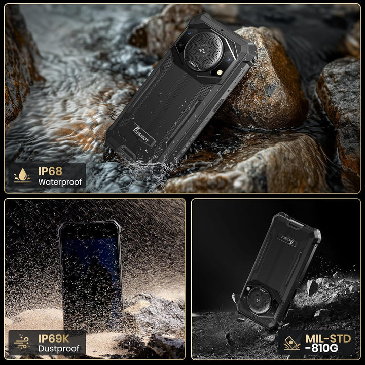 FOSSiBOT F101P 10600mAh Outdoor Smartphone ohne Vertrag,123-dB Lautsprecher Outdoor Handy, 7 GB+64 G