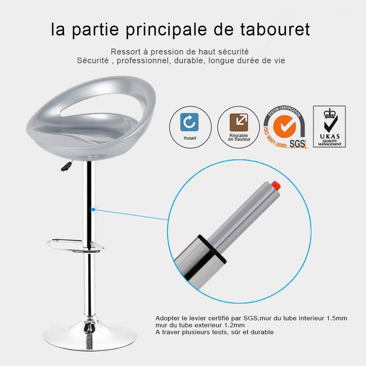 XDAILUYYDS Barhocker 2er Set aus ABS-Kunststoff, Minimalistische Leisure, Drehstuhl, Höhenverstellba