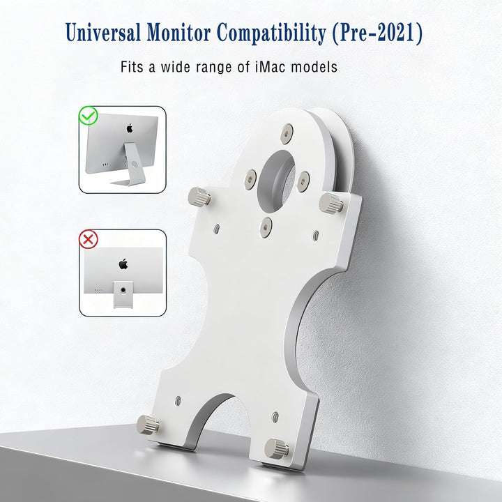 VESA-Montageadapter für iMacs bis 2021 – Bohrfreies Umrüstkit mit 75x100 mm Lochabstand für die Mont