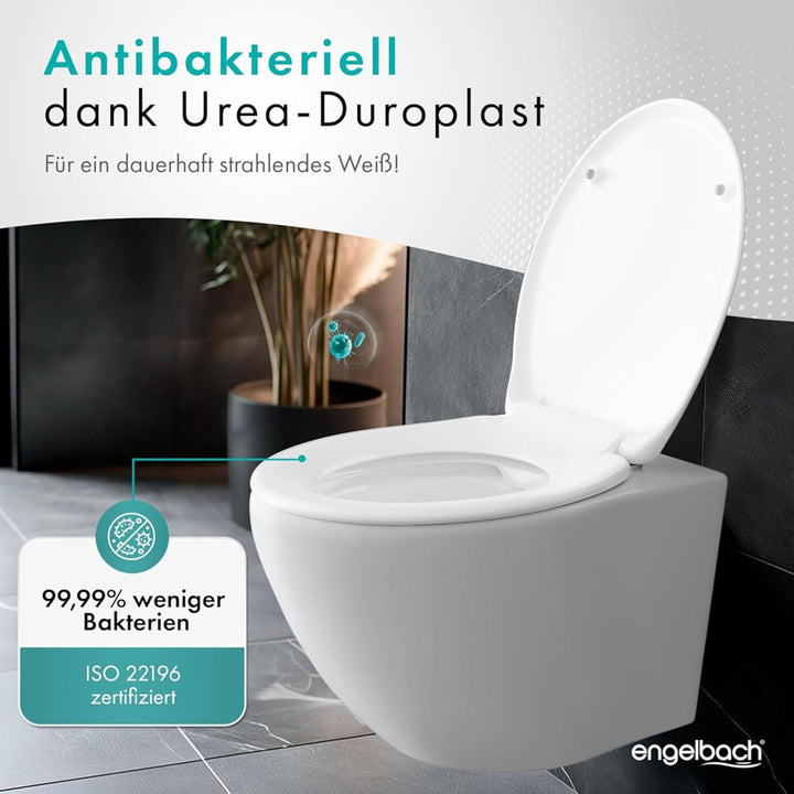 Engelbach® Toilettendeckel mit Absenkautomatik (Einfache Montage) Antibakteriell dank Urea-Duroplast