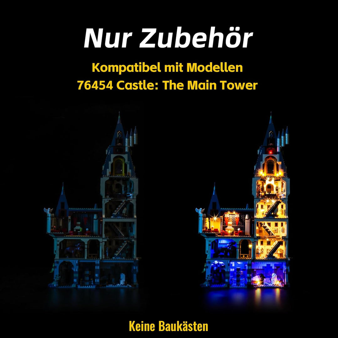 Fernbedienung Licht-Kit Kompatibel mit Lego 76454 Hogwarts Castle: The Main Tower (Kein Modell), Led