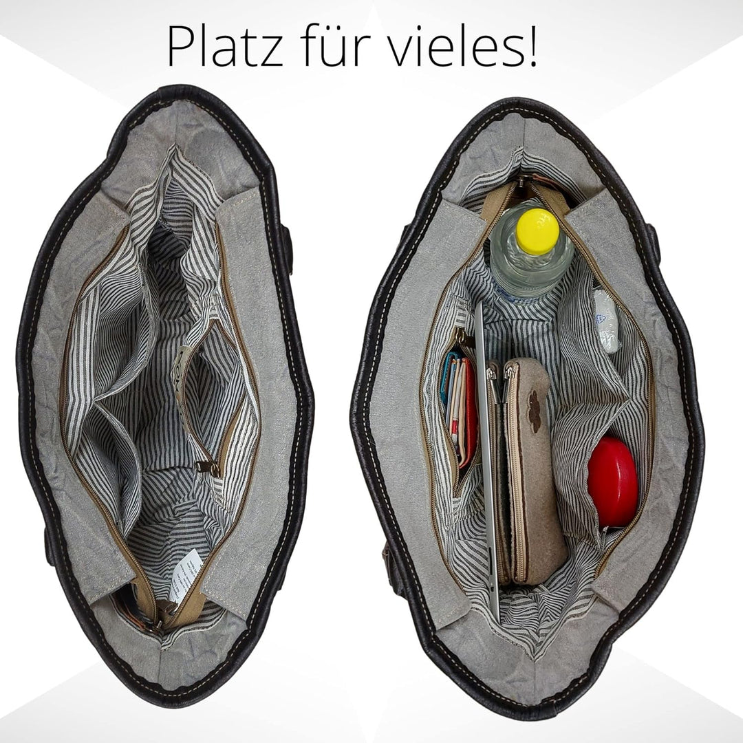DOMELO Damen Trachtentasche. Dirndltasche aus Canvas & Leder. Trachten Handtasche mit Hirsch & Edelw