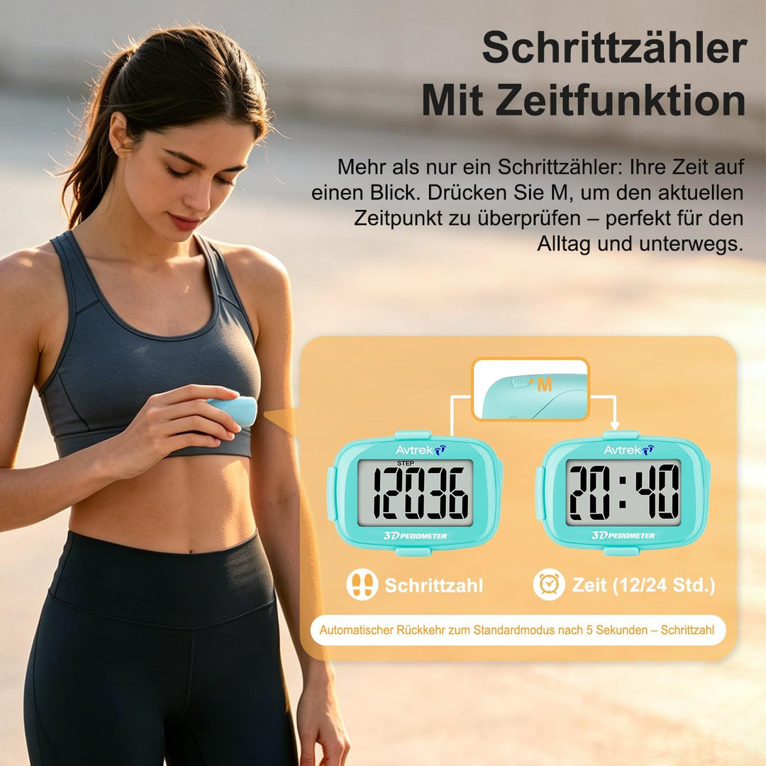 AVTREK Präziser 3D-Schrittzähler Mini-Schrittzähler für Walking oder Laufen im Freien Wanderaktivitä