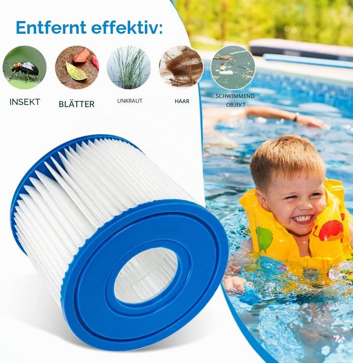 YanBan Schwimmbad-Filterkartusche kompatibel mit Best-Way 58381 Filterpumpe, 4 Stück Ersatzfilter ko