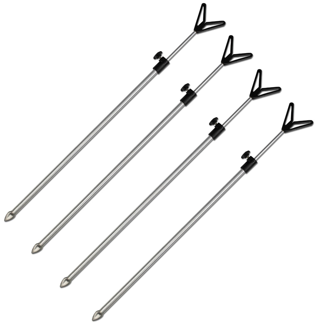 Rutenhalter Teleskop mit U/V Auflage 50-90cm Aluminium Erdspiess Rutenständer Rod 4x Rutenhalter mit