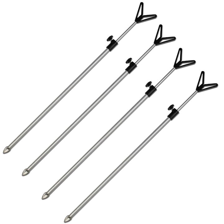Rutenhalter Teleskop mit U/V Auflage 50-90cm Aluminium Erdspiess Rutenständer Rod 4x Rutenhalter mit