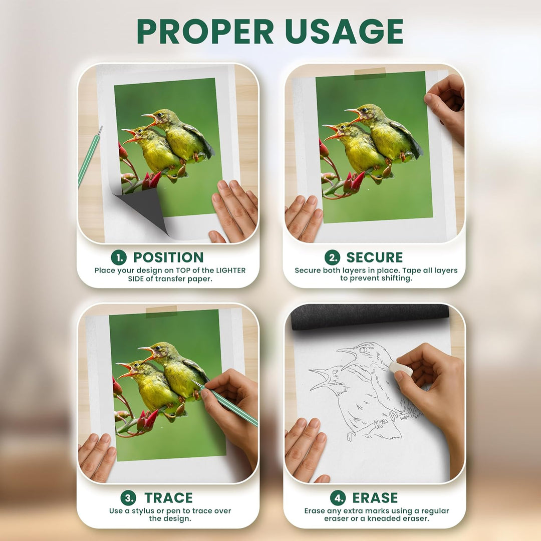 MyArtscape Graphit-Transferpapier, 20 gemischte Blätter, wachsfrei, löschbar, wischfrei, ideal zum Z