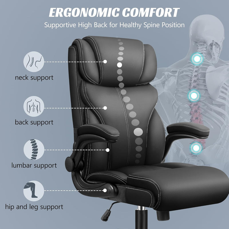 FelixKing Bürostuhl, Ergonomischer Grosser Computer Bürostuhl, Chefsessel, Verstellbare Hohe Rückenl