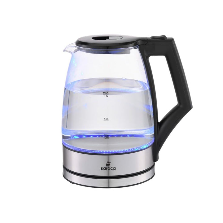 Karaca Glacia Kettle - Glas Wasserkocher Edelstahl - 2200W, 1,8 Liter, Elektrischer Wasserkocher Dur