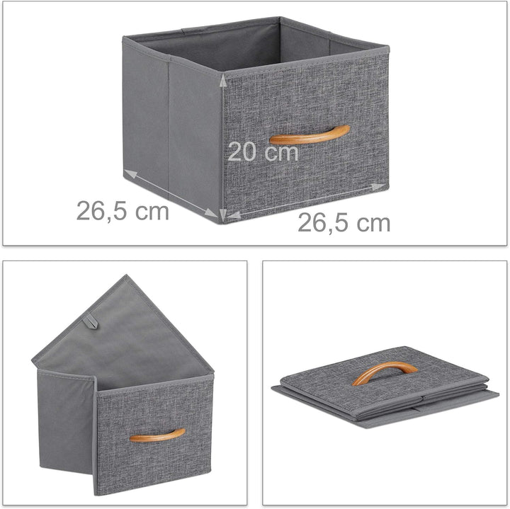 Relaxdays Schubladenschrank mit Rollen, 6 Stoff Schubladen, Deko Stoffschrank, Holzoptik, HBT 74,5 x