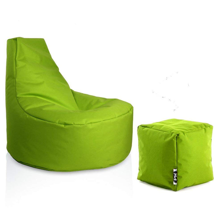 PATCH HOME Gamer Sessel inkl. Würfel Bean Bag Set Ø75cm, 30cm Sitzhöhe, 80cm Höhe + 35x35cm Würfel K