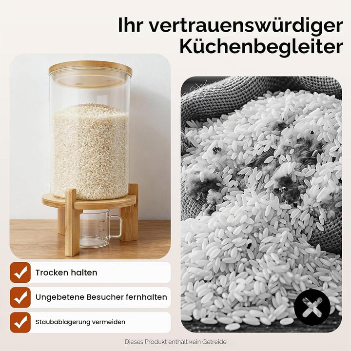 Getreidebehälter - 7.5L Müslispender Getreidespender Reisspender mit Messbecher - Lebensmittelspende