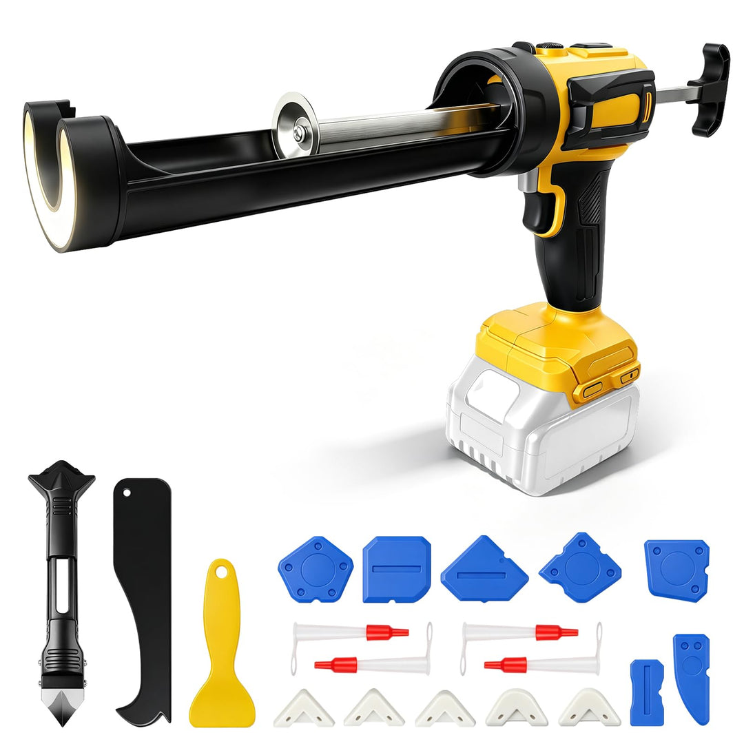 Akku Kartuschenpresse für DeWalt 20V, Anti-Tropf-Funktion & LED-Licht, 4-stufige Geschwindigkeitsreg