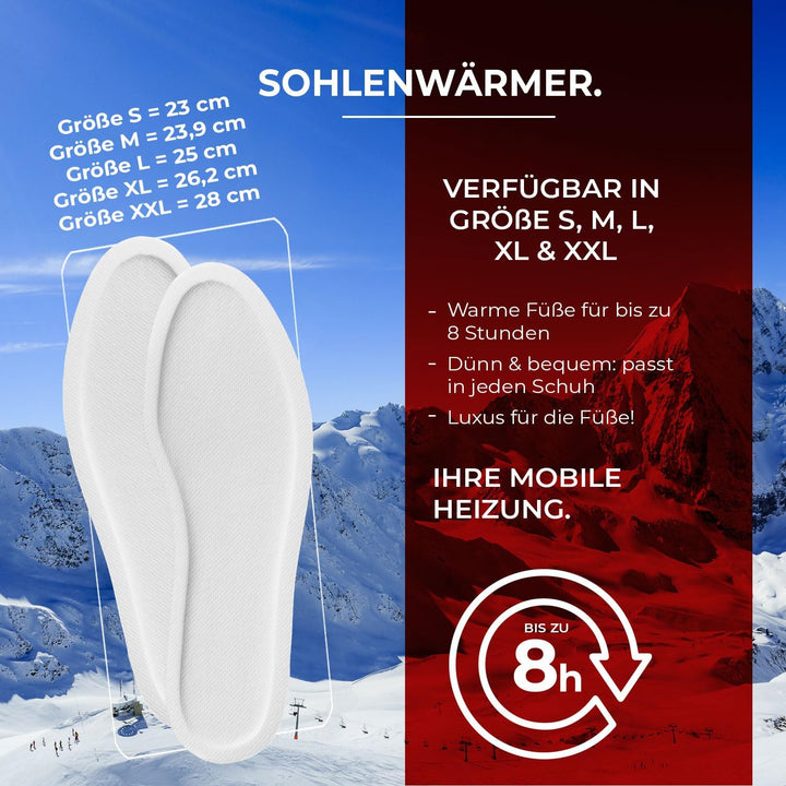 THERMOPAD Sohlenwärmer (Einlegesohle) Gr. XL (43-46) – DAS ORIGINAL: 10 Paar Wärmepads für 8 Stunden