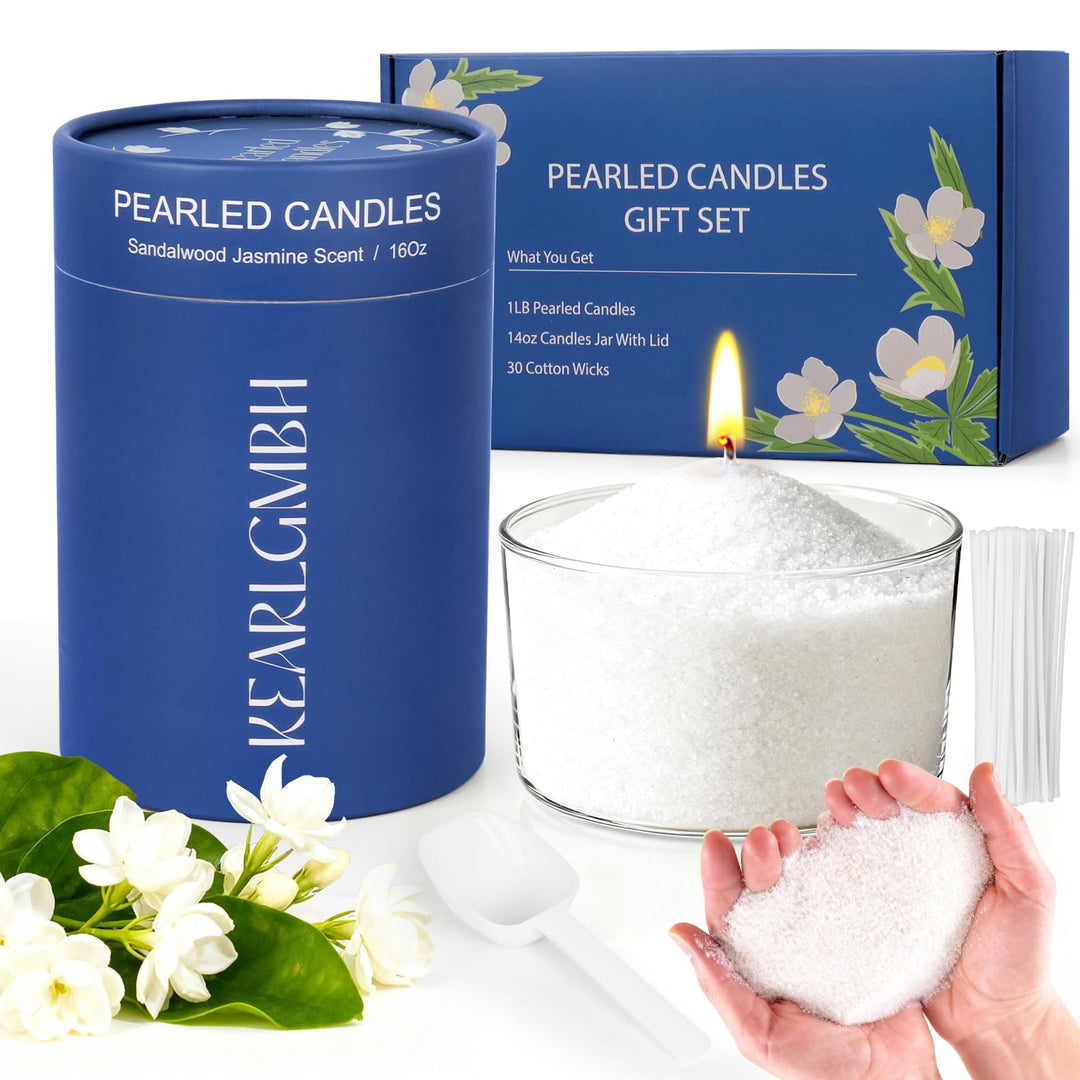 Geschenkset für Frauen,Kerzen Selber Machen Set,Duftkerzen Set Geschenke Perlweiss, Perlweiss