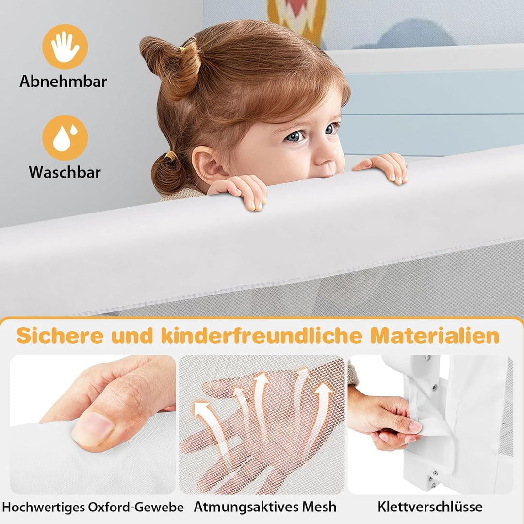 FANTASK Bettschutzgitter klappbar mit Verstellbarer Gurte, Bettgitter Bettschutzgitter, EIN-klick-Fa