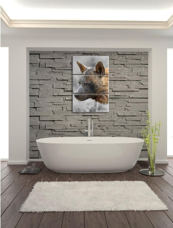 Pixxprint anmutige Hyäne im Wildgras als Leinwandbild/Grösse: 3 Teilig (120x80) cm/Wandbild/Kunstdru