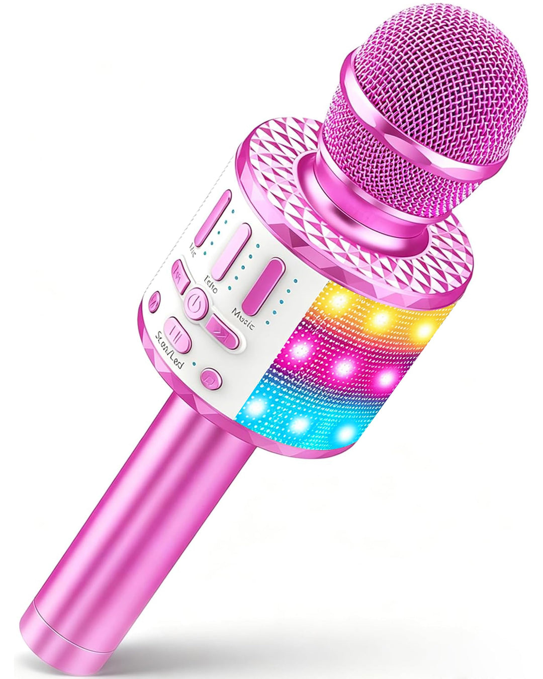 Karaoke Mikrofon, Drahtloses Bluetooth Mikrofon Kinder mit LED, Tragbares Karaoke Maschine zum Singe