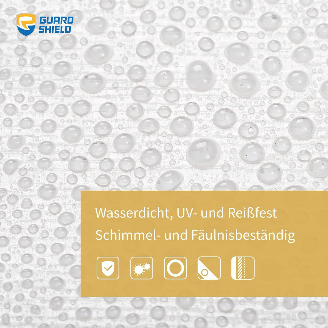 GUARD SHIELD Abdeckplane mit Ösen Wasserdicht 4m x 4m Weiss Plane Gewebeplane 160g/㎡ Schutzplane All