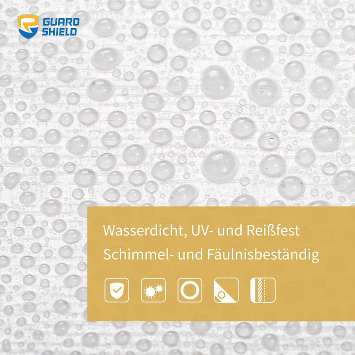 GUARD SHIELD Abdeckplane mit Ösen Wasserdicht 4m x 4m Weiss Plane Gewebeplane 160g/㎡ Schutzplane All